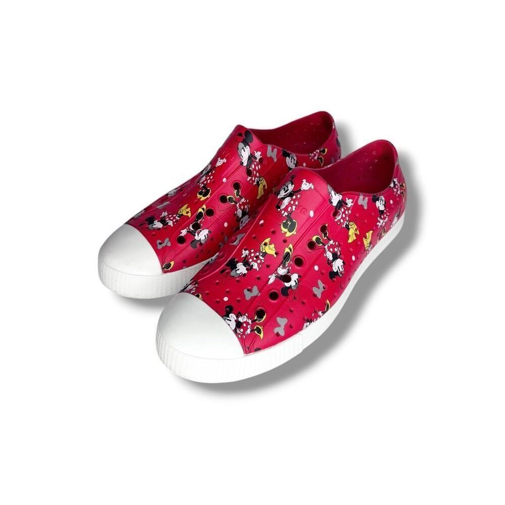 Disney X Native Minnie Mouse Women Size 11 Shoes Red Slip On Waterproof Sneakers
